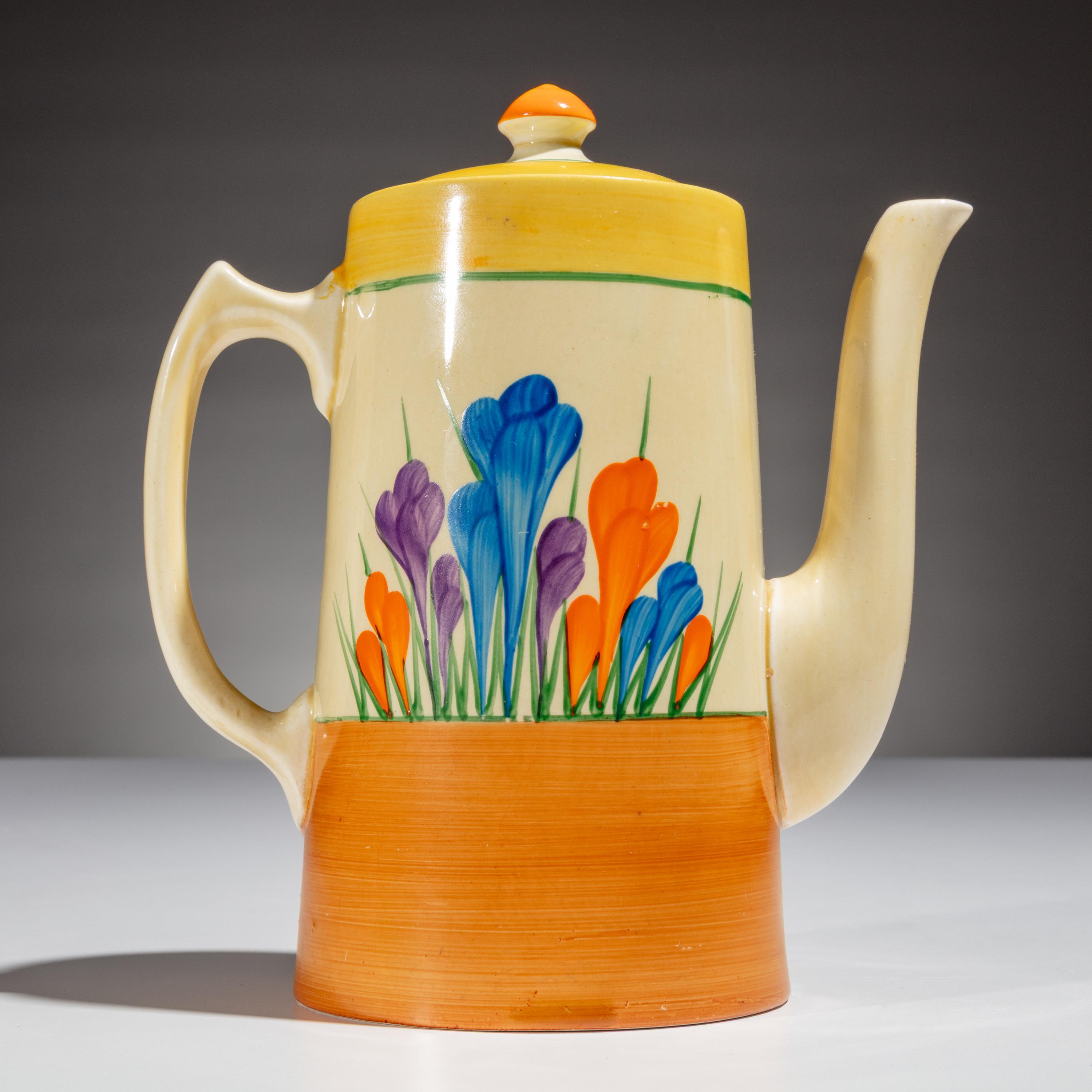 Clarice Cliff (English, 1899–1972) — Autumn Crocus pattern Tea Service, 10 pieces