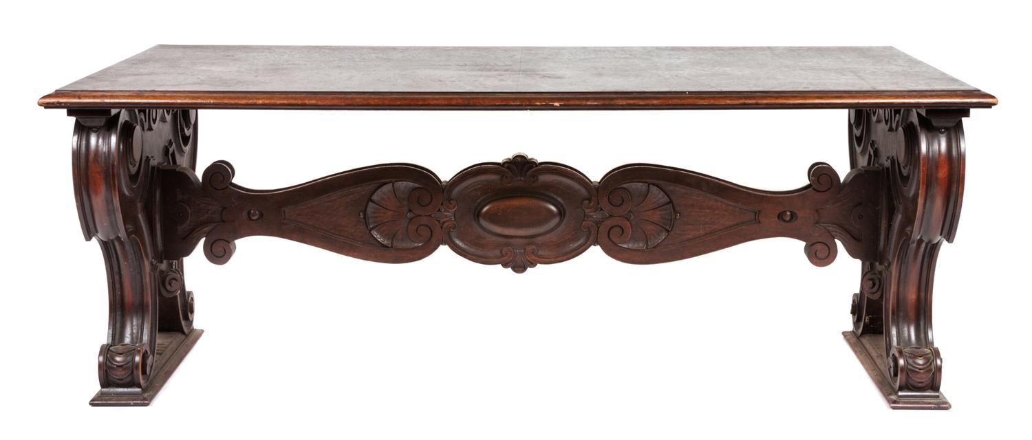 A Victorian Walnut Low Table Height 22 x width 60 x depth 30 inches.