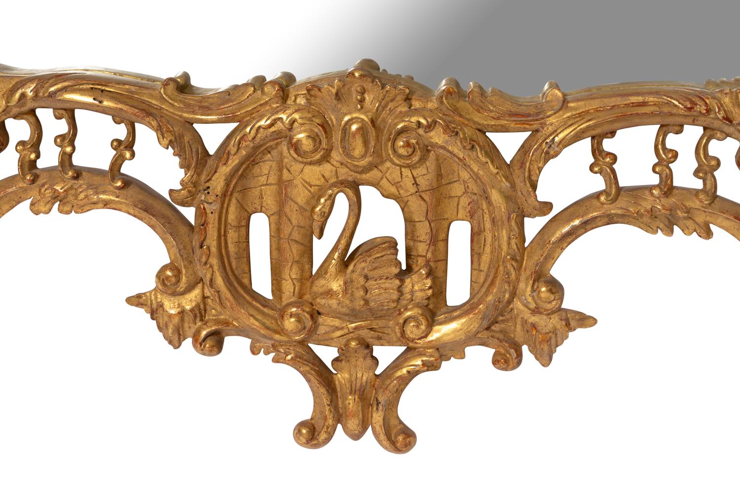 A Pair of Chinese Chippendale Style Faux Bois Giltwood Mirrors