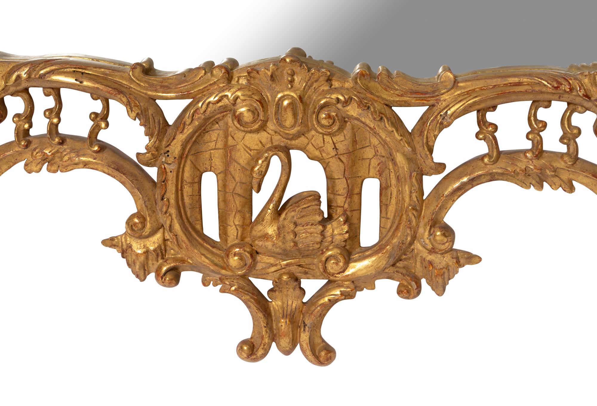 A Pair of Chinese Chippendale Style Faux Bois Giltwood Mirrors