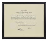 [POLITICS]. [PERKINS, Edward Joseph (1928-2020)]. A group of 9 appointments by Presidents Reagan, Bush, Clinton, and Bush to Perkins, presumably with secretarial or facsimile signatures, including: