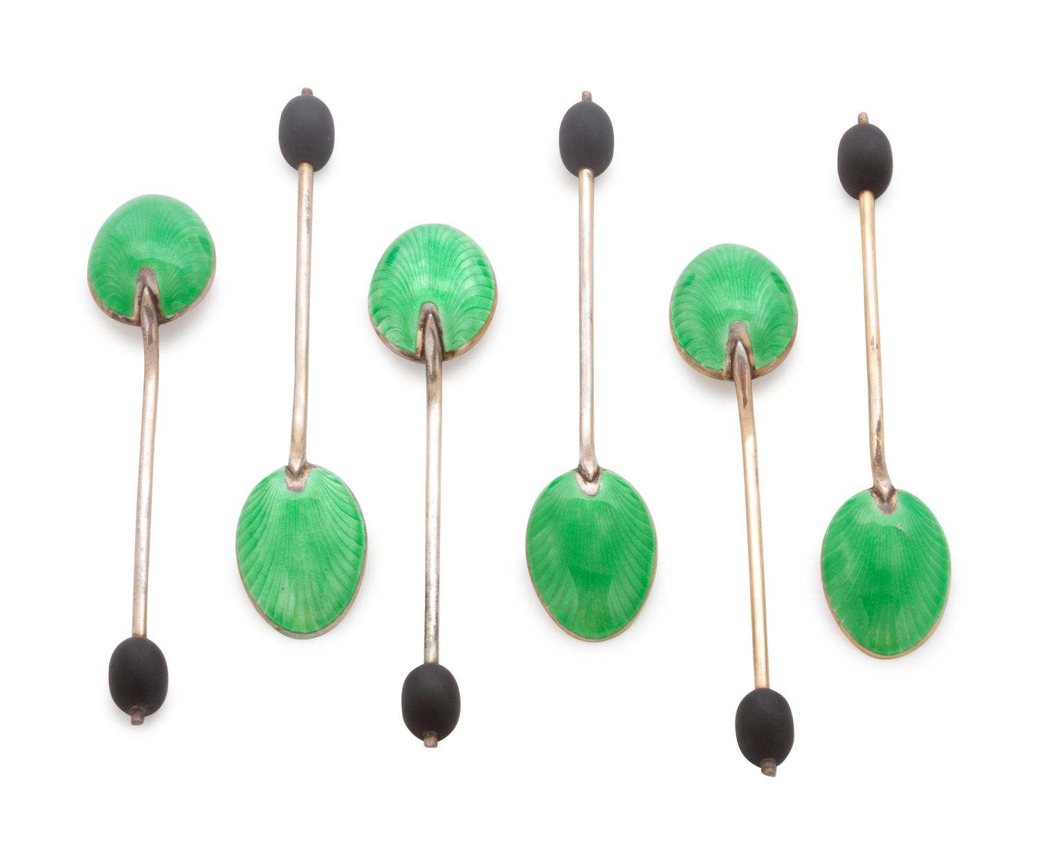 each with green enamel bowl.
