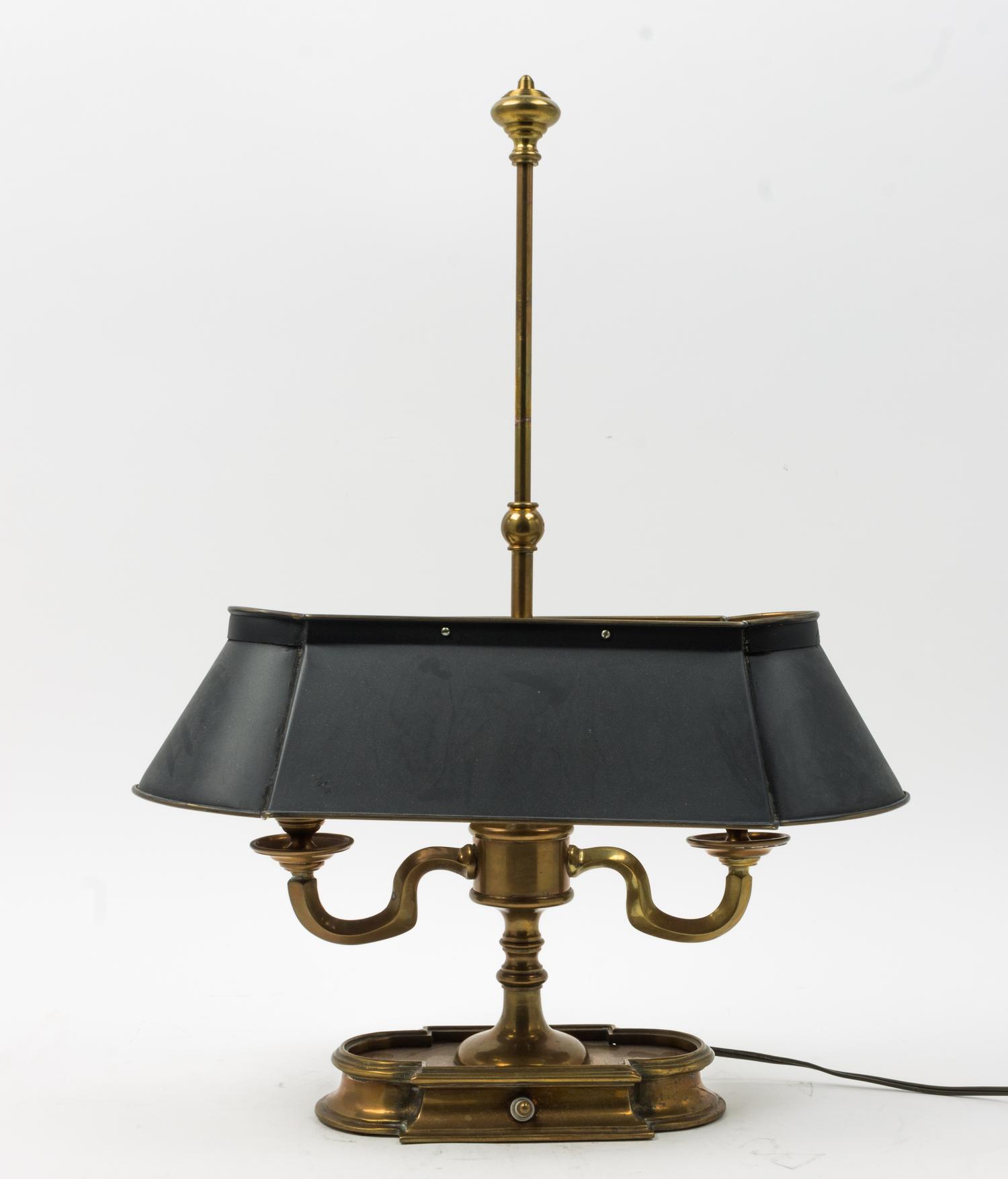 A Two Light Candelabrum Mounted as a Lamp Height overall with finial 23 1/2 inches. — 20TH CENTURY