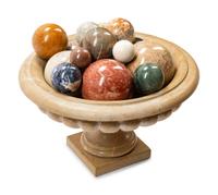 An Italian Marble Tazza with Fifteen Marble Spherical Ornaments