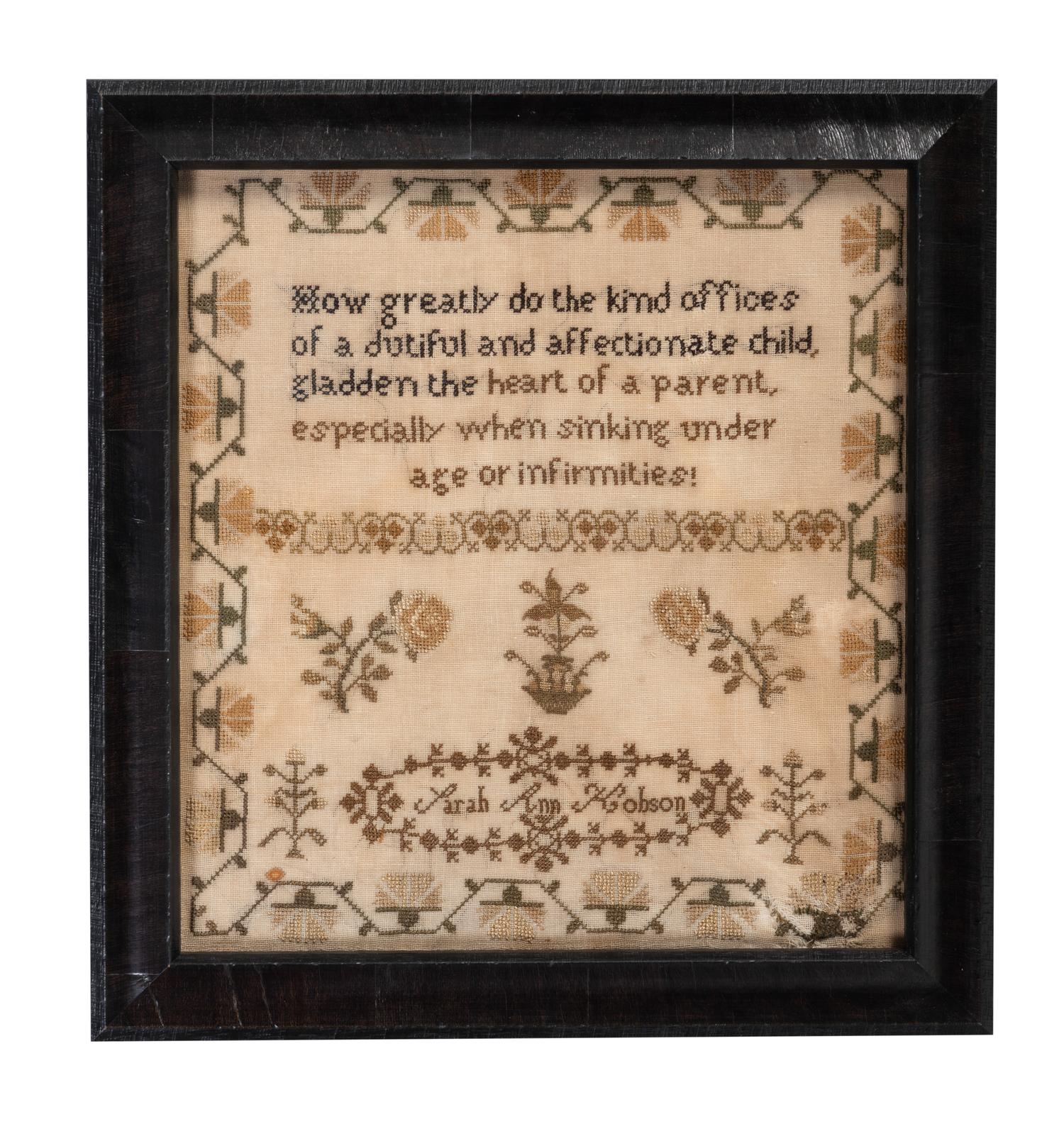 An English Needlework Embroidered Verse Picture