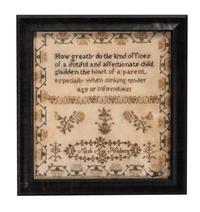An English Needlework Embroidered Verse Picture