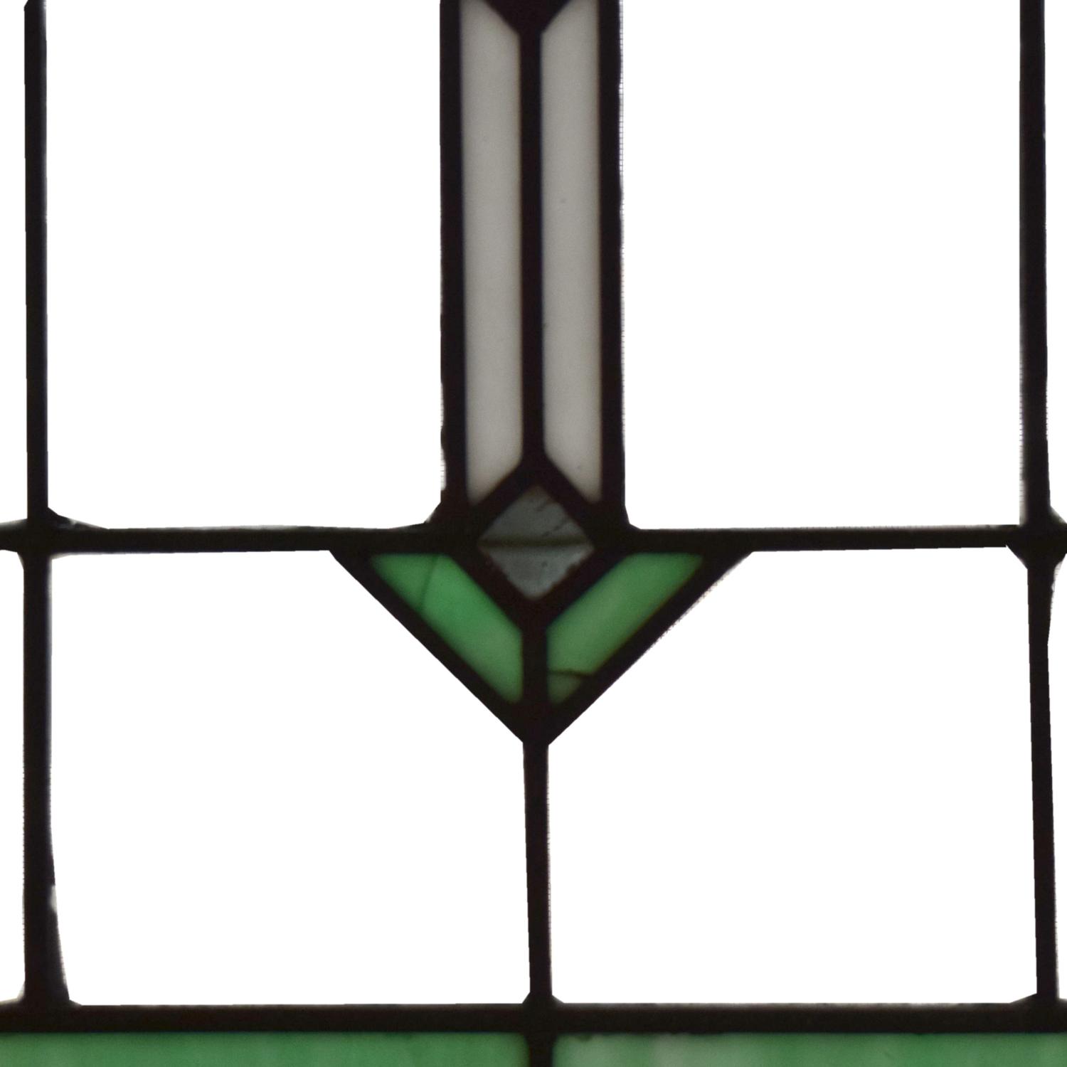 A Prairie School Leaded Glass Window 30" W x 2" D x 33" H — United States, Early 20th Century