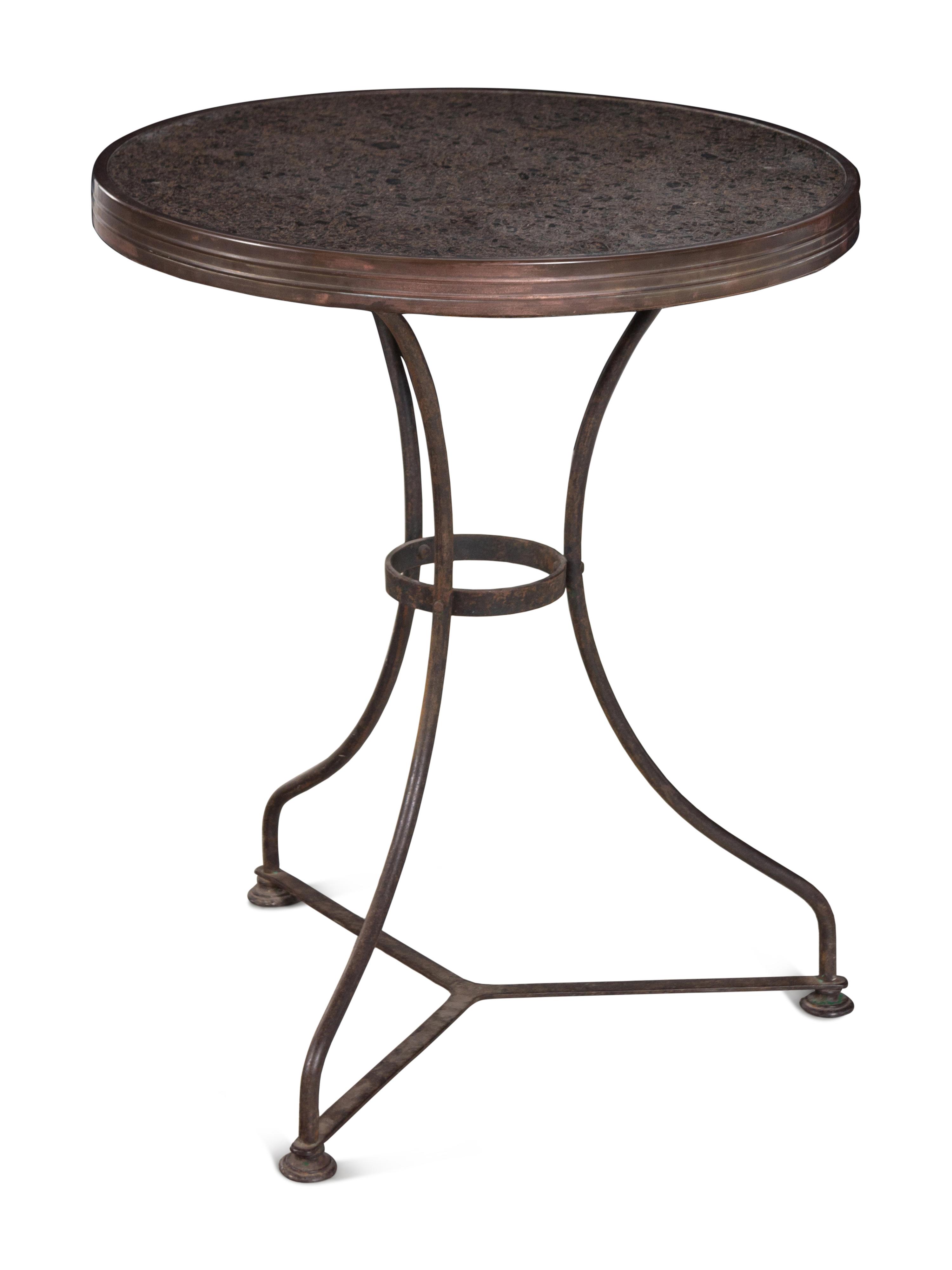 A French Iron and Marble-Top Guéridon