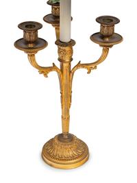 A Pair of Louis XVI Style Gilt Bronze Three-Light Candelabra