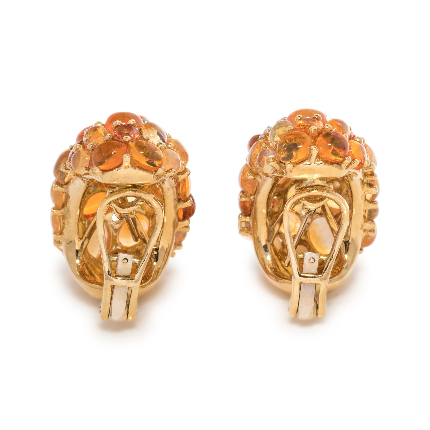 FIRE OPAL AND ORANGE SAPPHIRE EARCLIPS