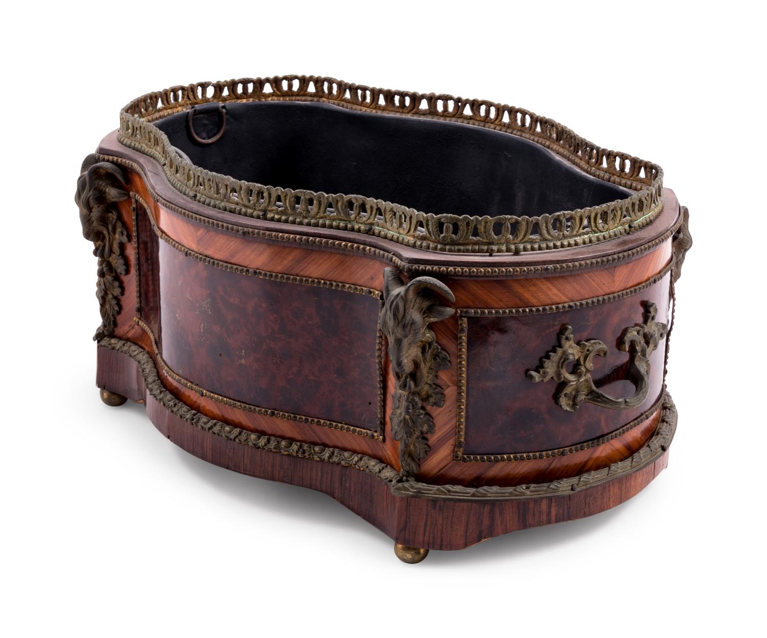 A Napoleon III Gilt Metal Mounted Burlwood Jardinière