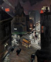 Gertrude M. Tonsberg (American, 1903–1973) — Off Copley Square, Boston , 1933