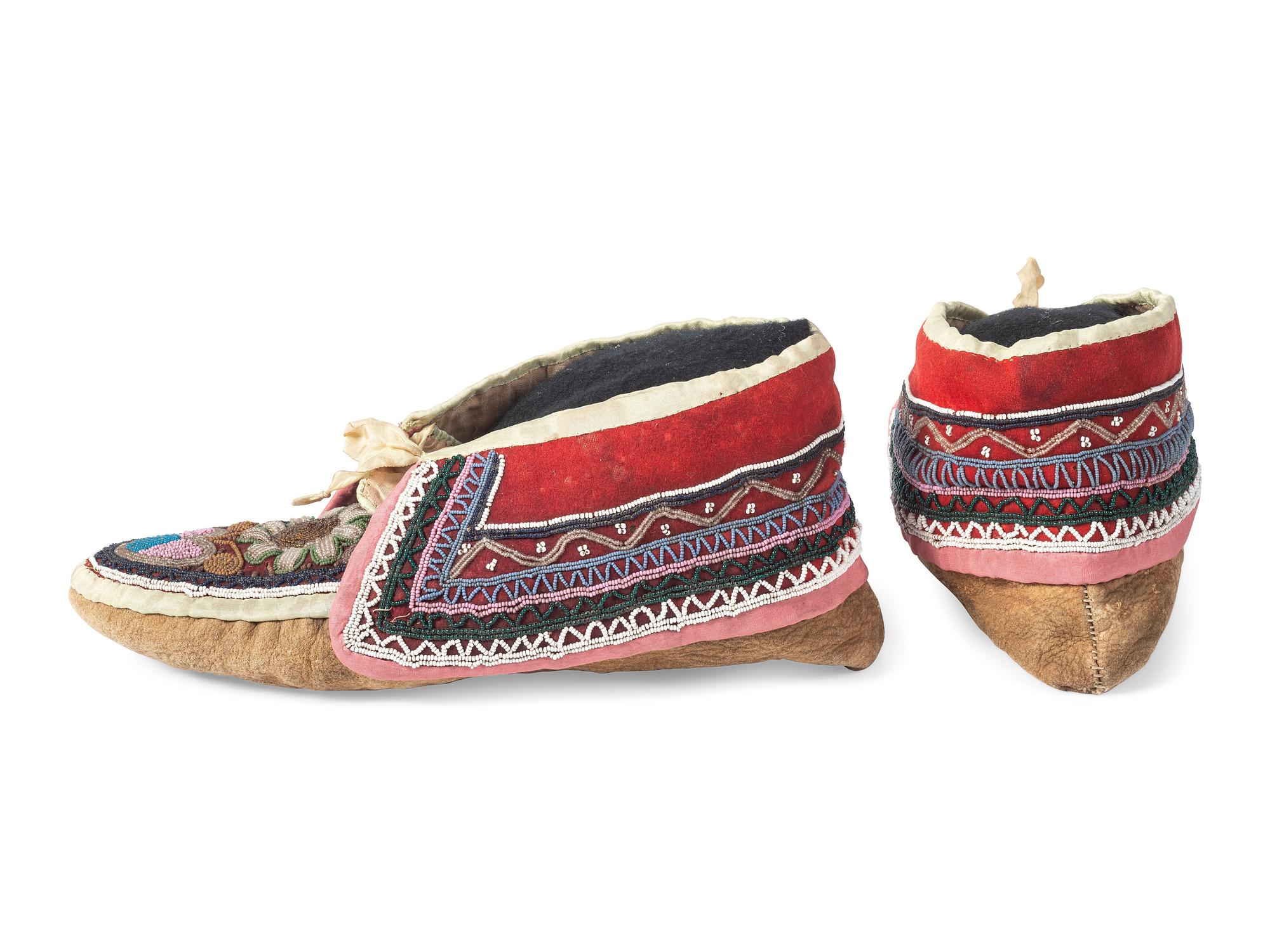 Maliseet Beaded Hide Moccasins