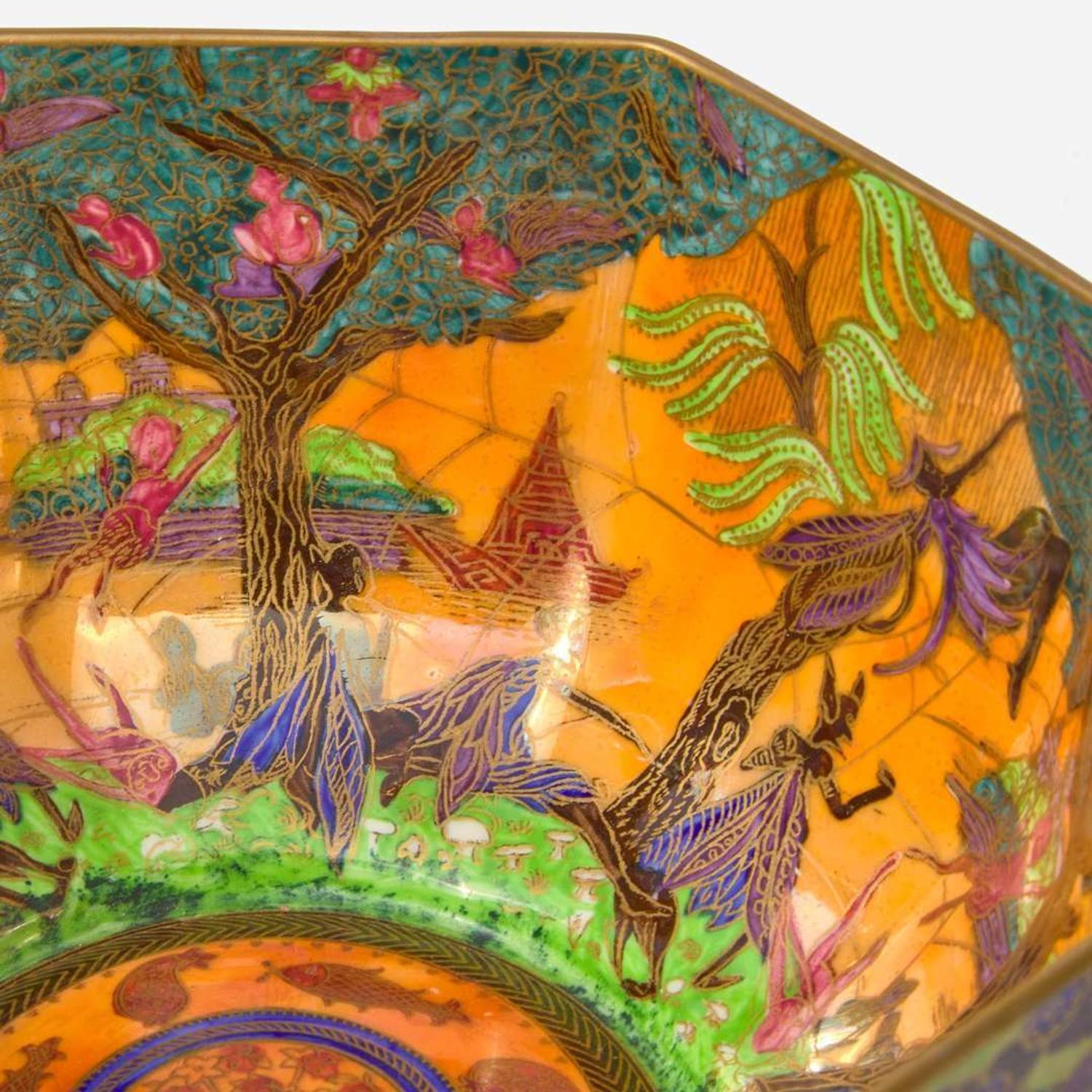 A Wedgwood Sunset Fairyland Lustre Octagon Bowl UK, circa 1920