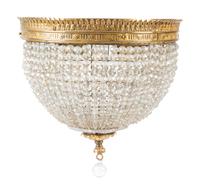 A French Gilt Metal and Glass Flush Mount Fixture