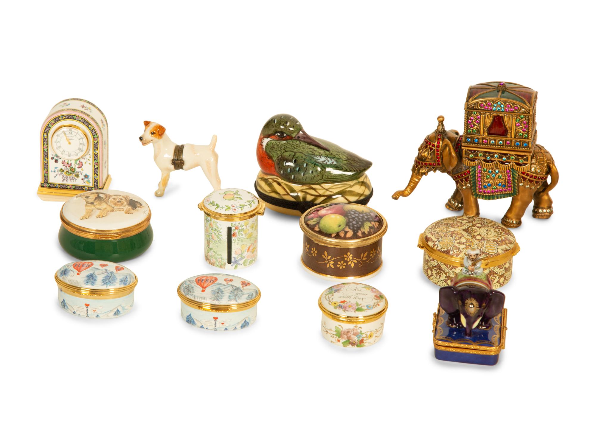 A Collection of Small Boxes and Figurines