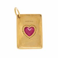 Yellow Gold, Enamel, Diamond, and Composite Ruby Pendant