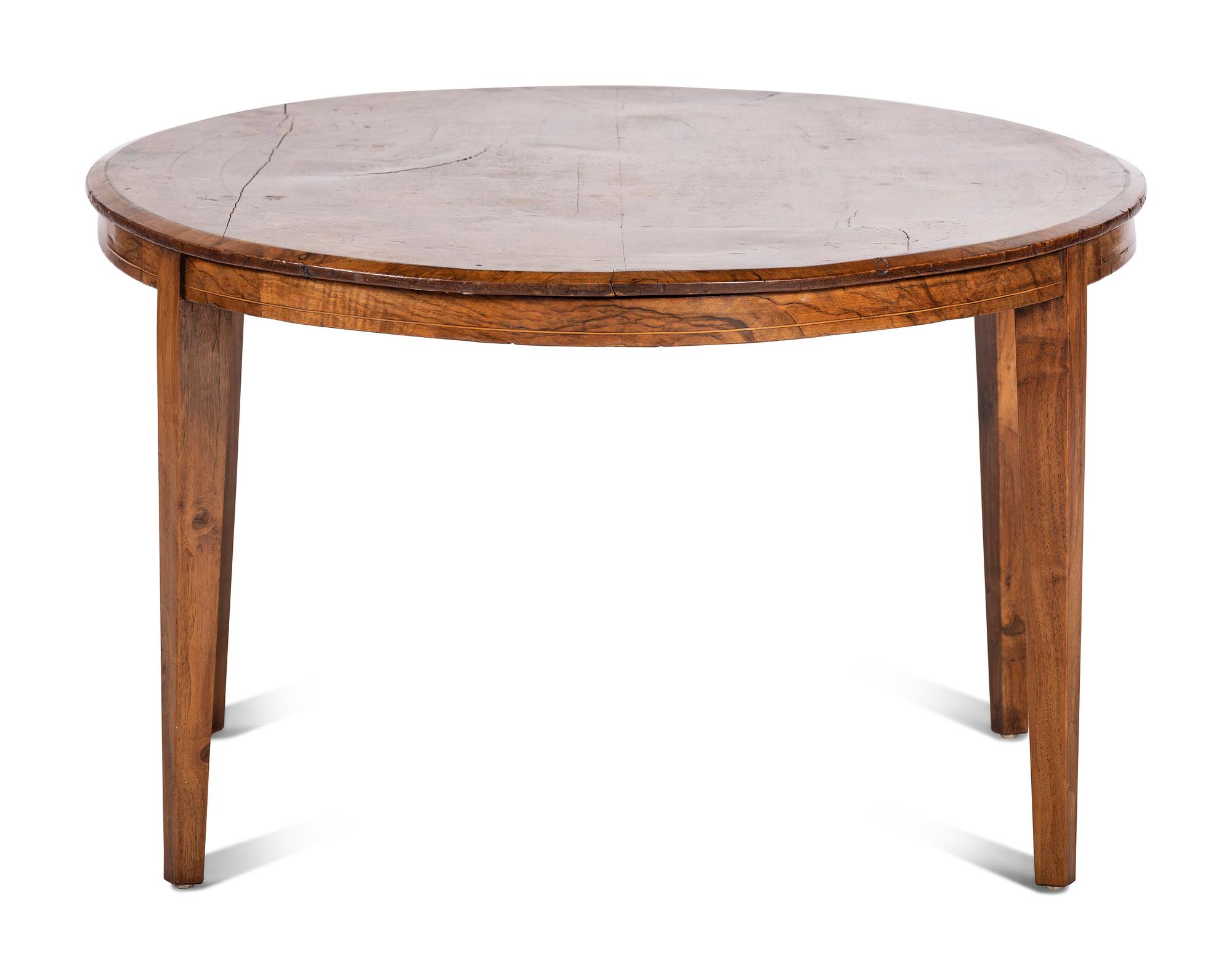 A Continental Inlaid Walnut Center Table