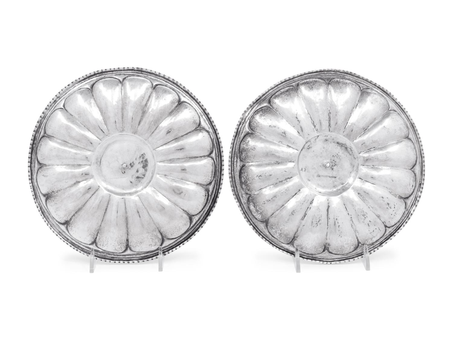 A Pair of Spanish Empire Silver Sweetmeat Dishes