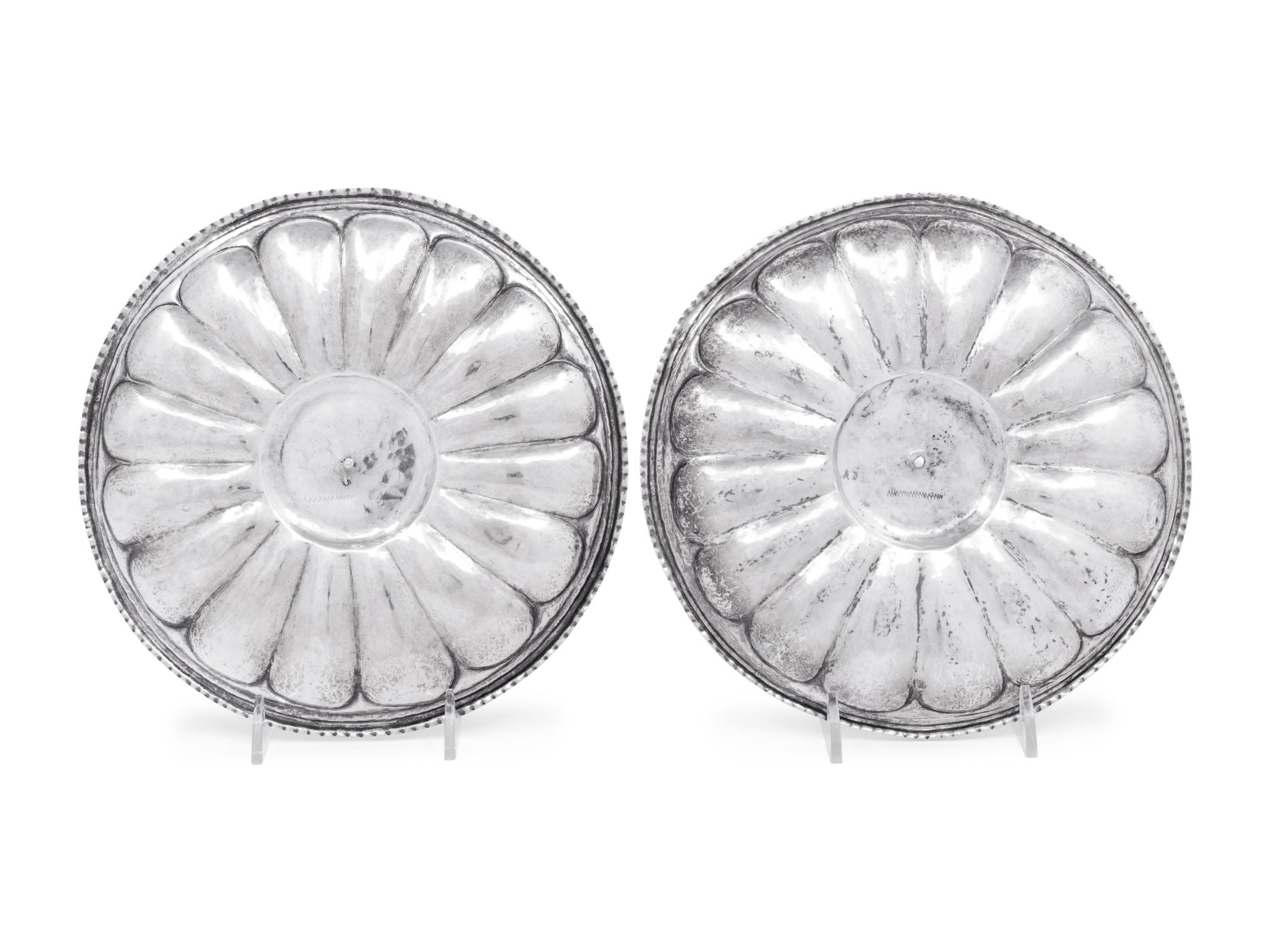 A Pair of Spanish Empire Silver Sweetmeat Dishes