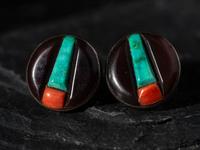 Southwestern Silver Post Earrings, with Inlay
