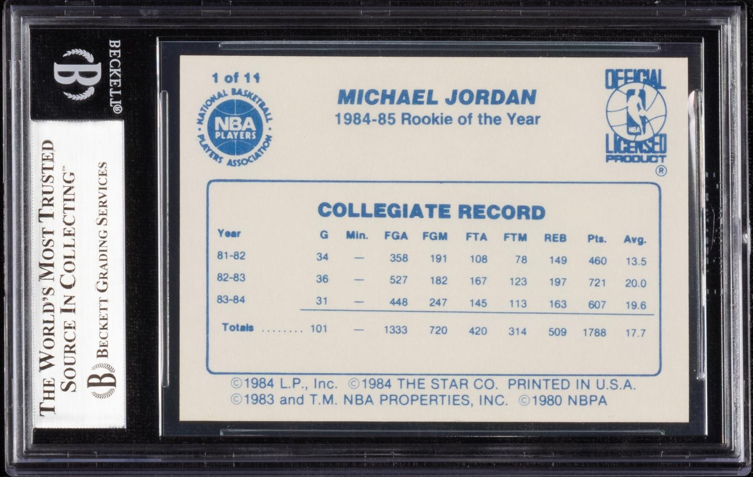 A 1984-85 Star Last 11 Rookies of The Year Michael Jordan Basketball Card (BGS 9 MINT)