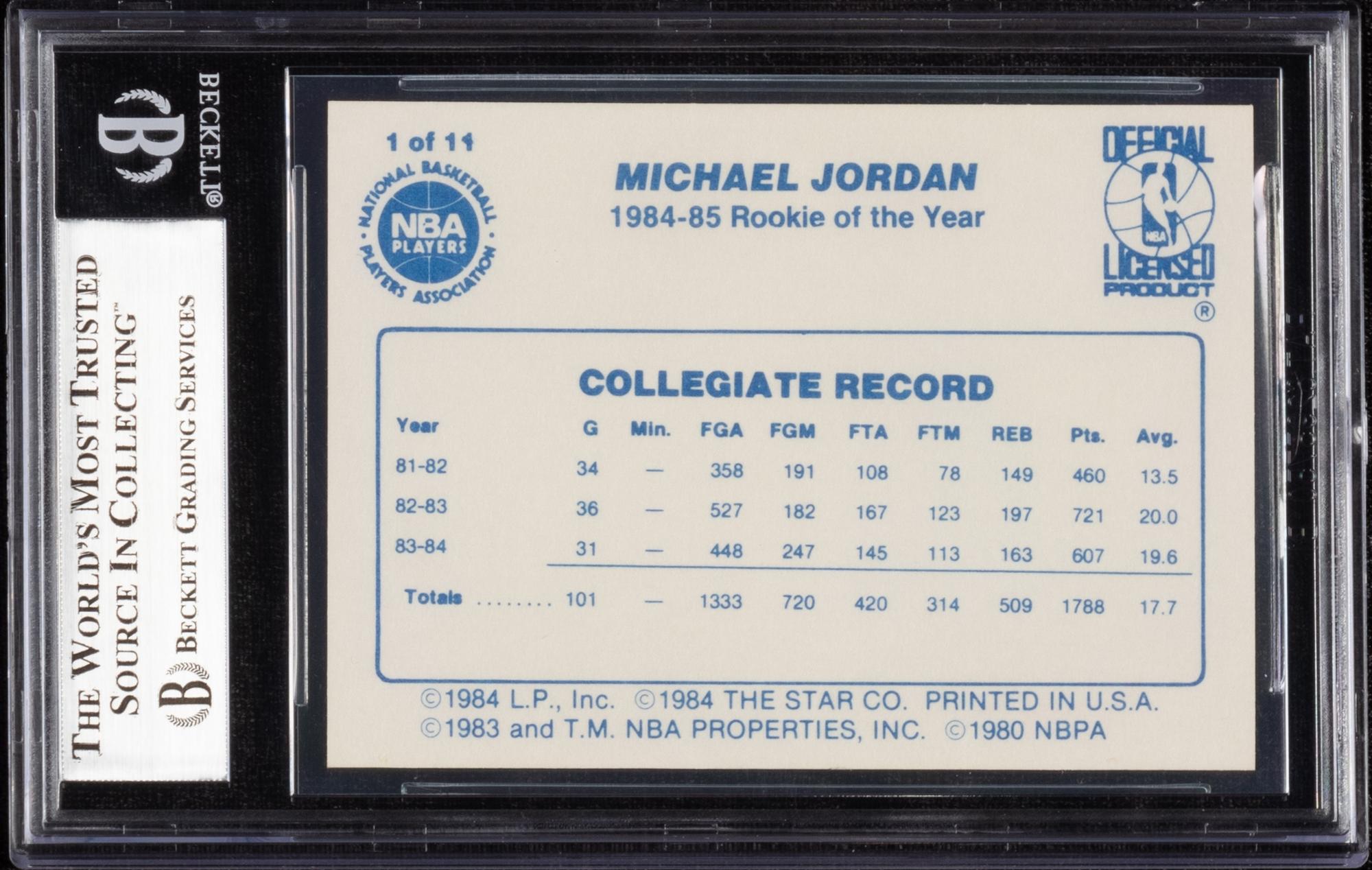 A 1984-85 Star Last 11 Rookies of The Year Michael Jordan Basketball Card (BGS 9 MINT)