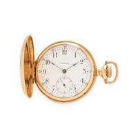WALTHAM, YELLOW GOLD AND DIAMOND POCKET WATCH