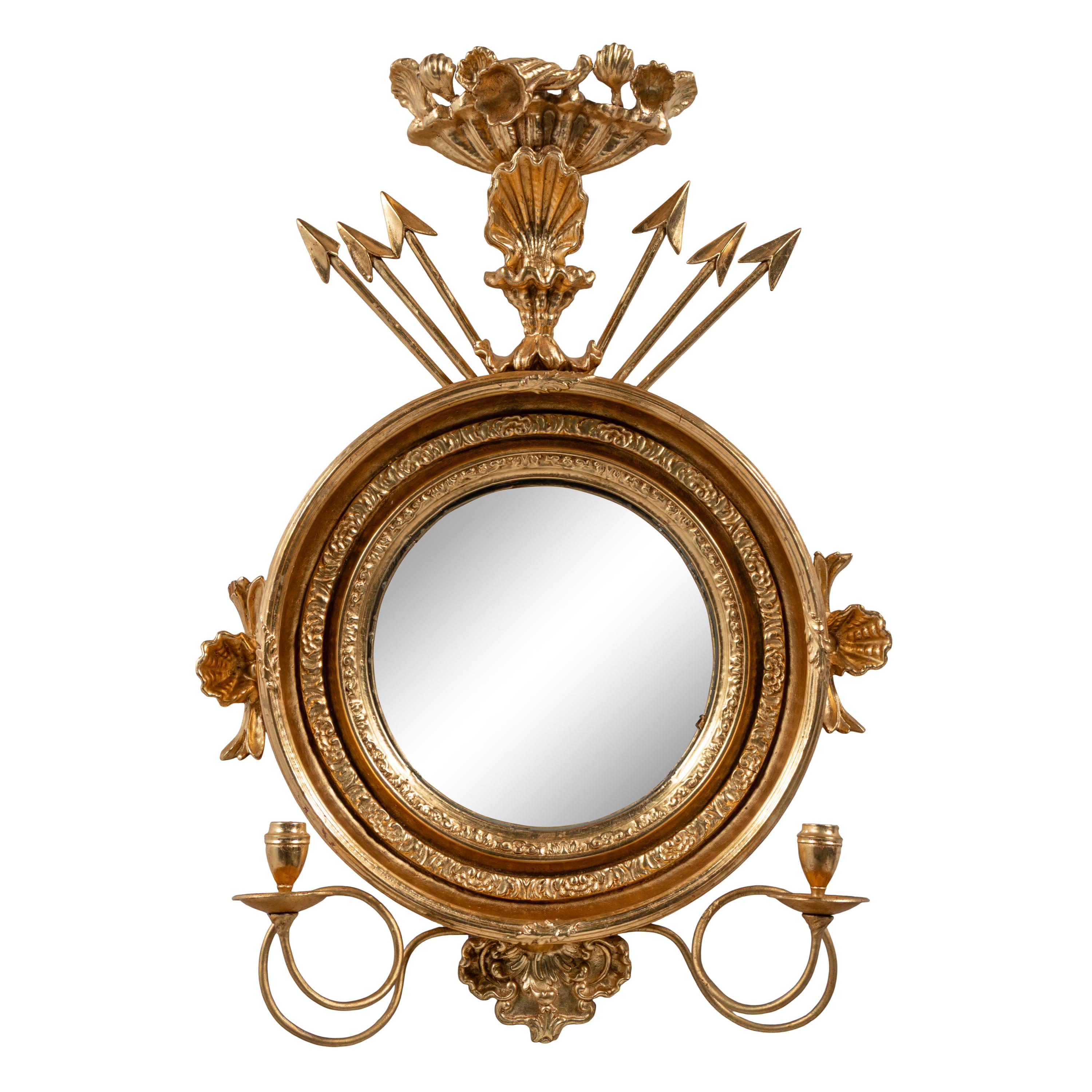 A Regency Giltwood Convex Girandole Mirror