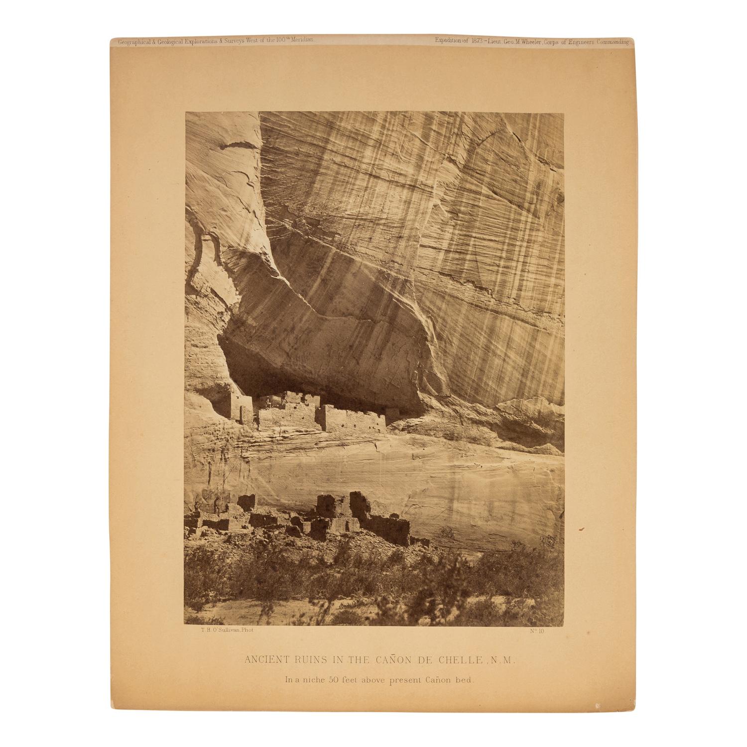 Ancient Ruins in the Cañon de Chelle, N.M. In a niche 50 feet above present Cañon bed., 1873 (No. 10)