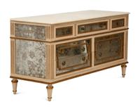 A Louis XVI-Style Painted and Mirrored Marble-Top Dresser