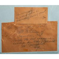 [WHITMAN, Walt (1819-1892)]. GRAY, Fred (1834-1891). Civil War-era postcard addressed to Walt Whitman. Washington, DC, 1863.