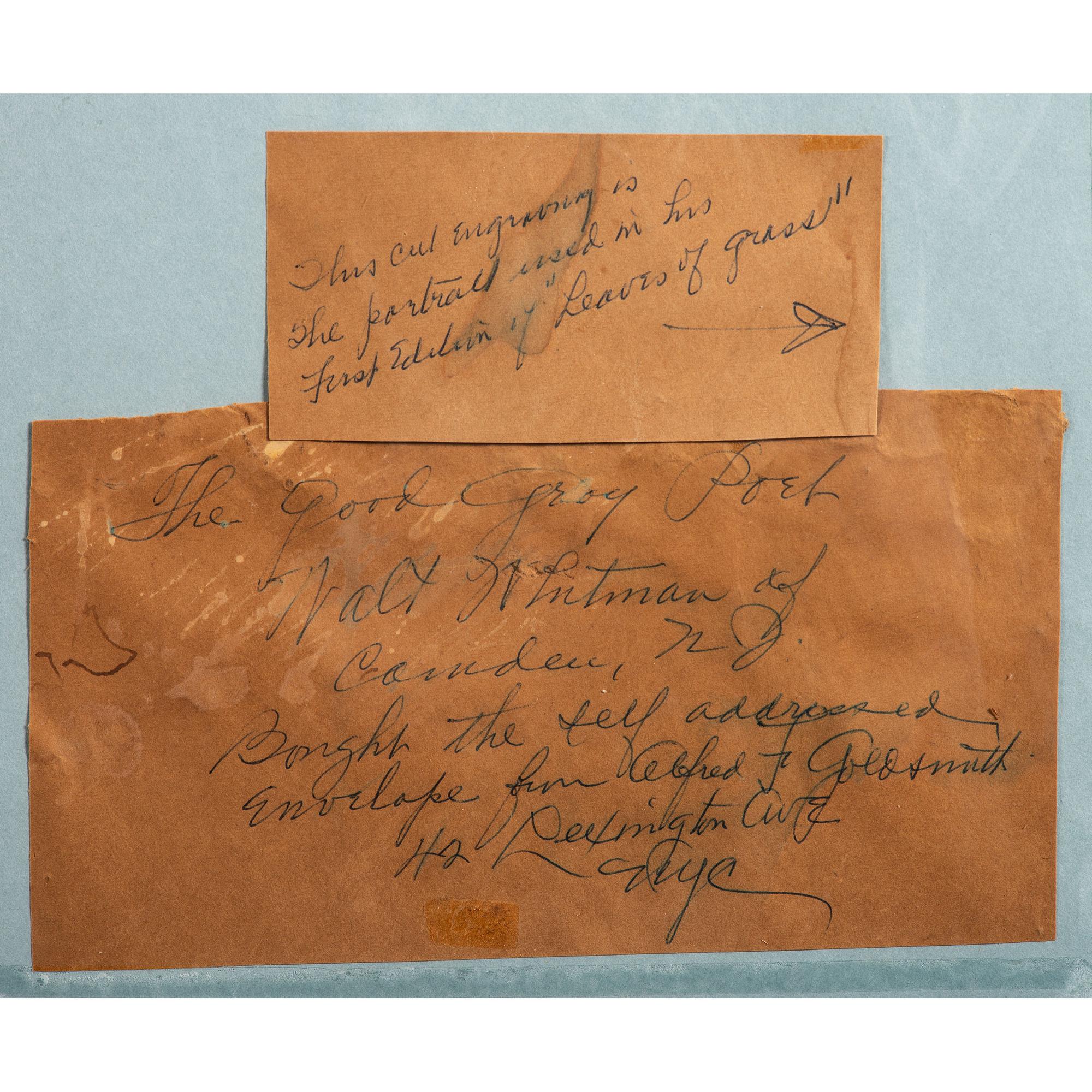 [WHITMAN, Walt (1819-1892)]. GRAY, Fred (1834-1891). Civil War-era postcard addressed to Walt Whitman. Washington, DC, 1863.