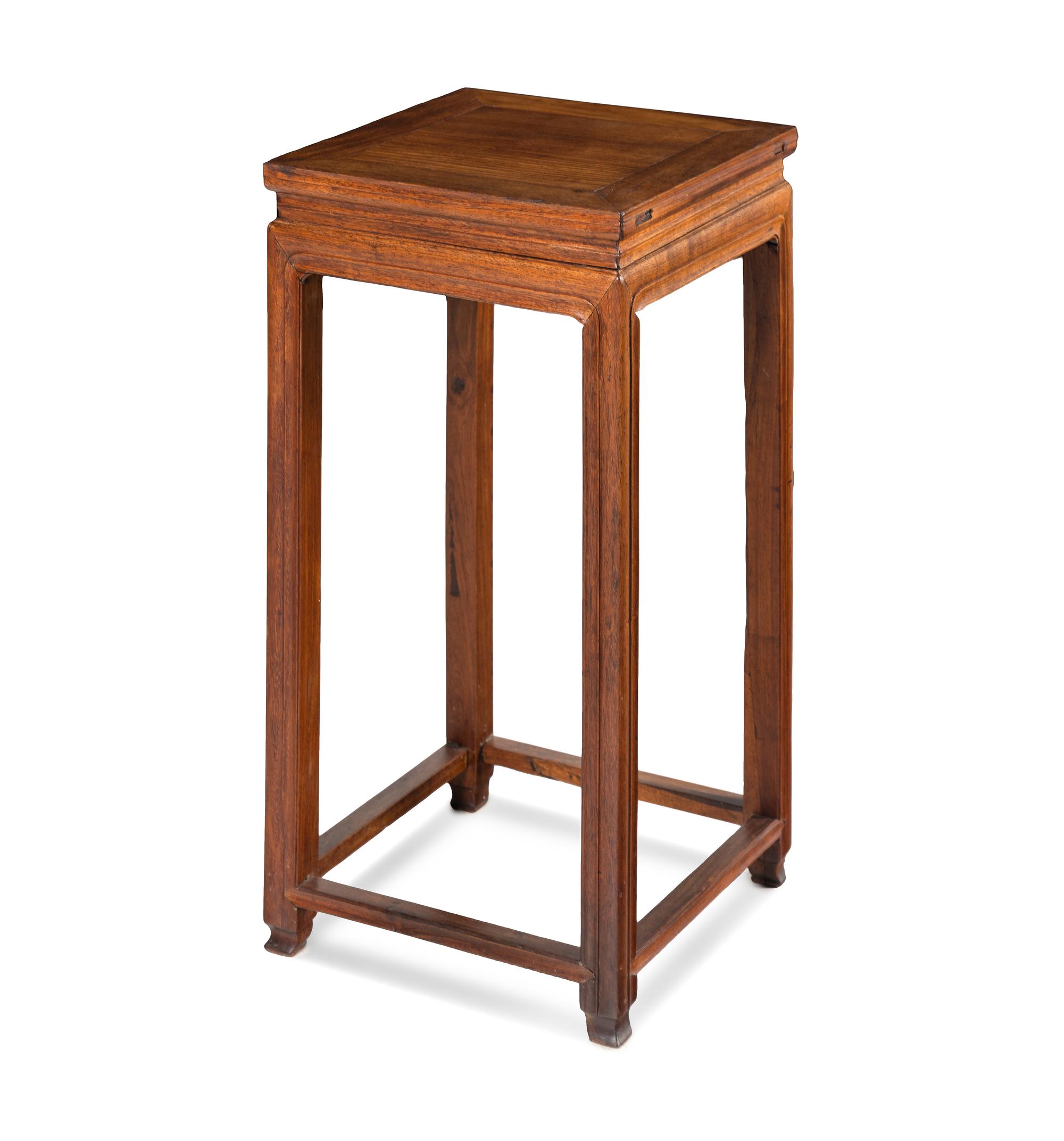 A Chinese Mixed Woods Square Stand, Fangji, Qing Dynasty 清 硬木方几