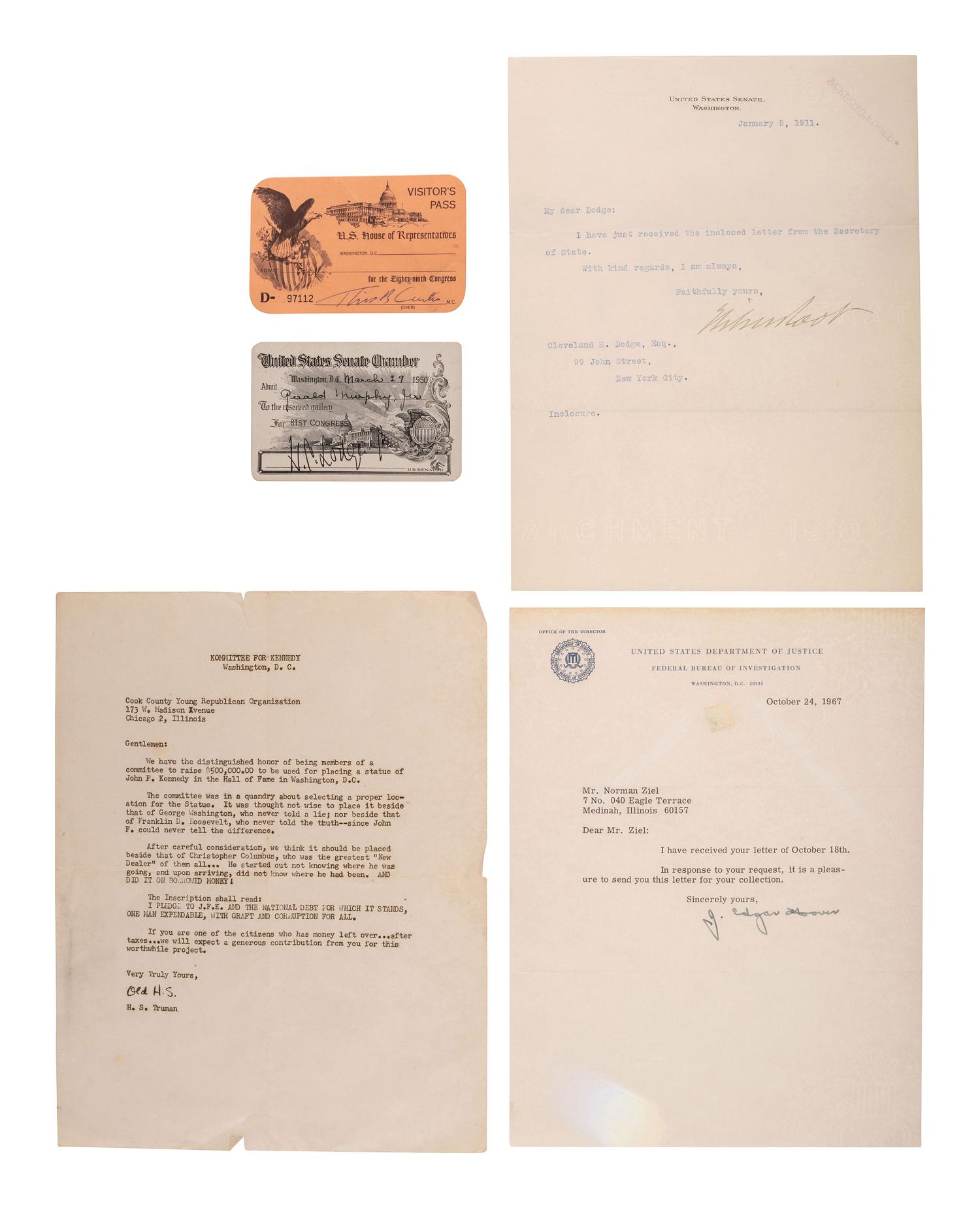 [POLITICS]. A group of letters and ephemera, most SIGNED by Republican presidents of the 20th and 21st centuries, comprising: