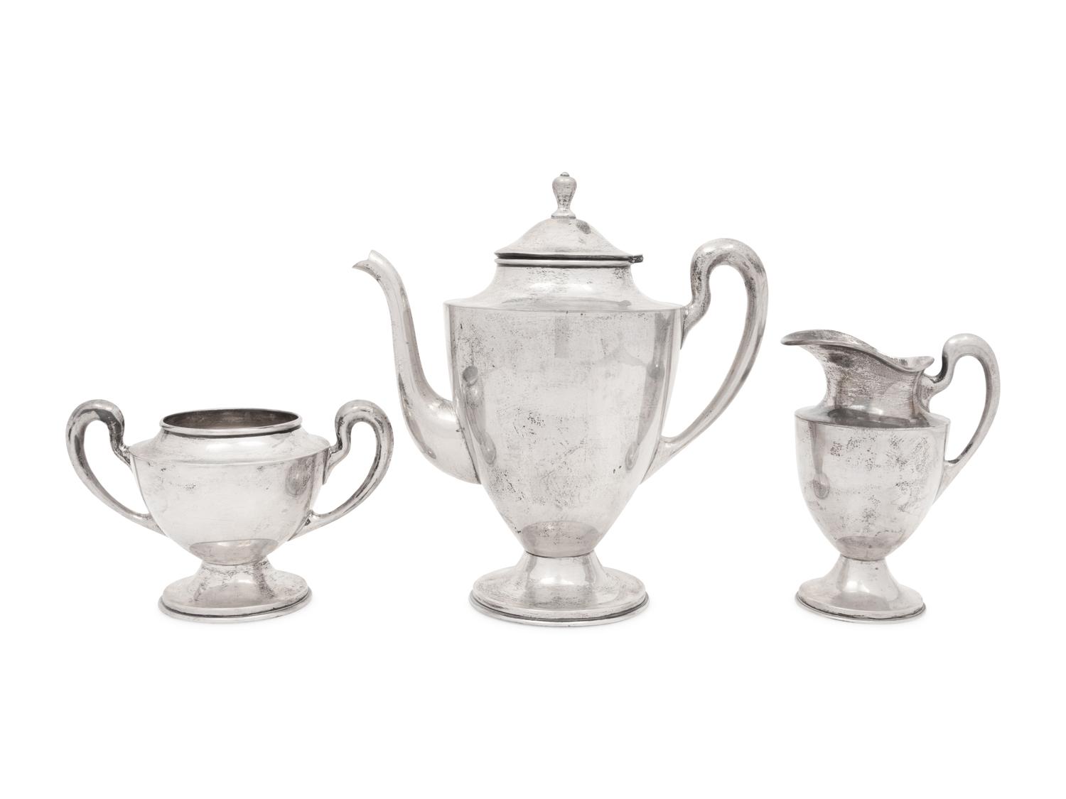 A Mexican Silver Three-Piece Tea Service