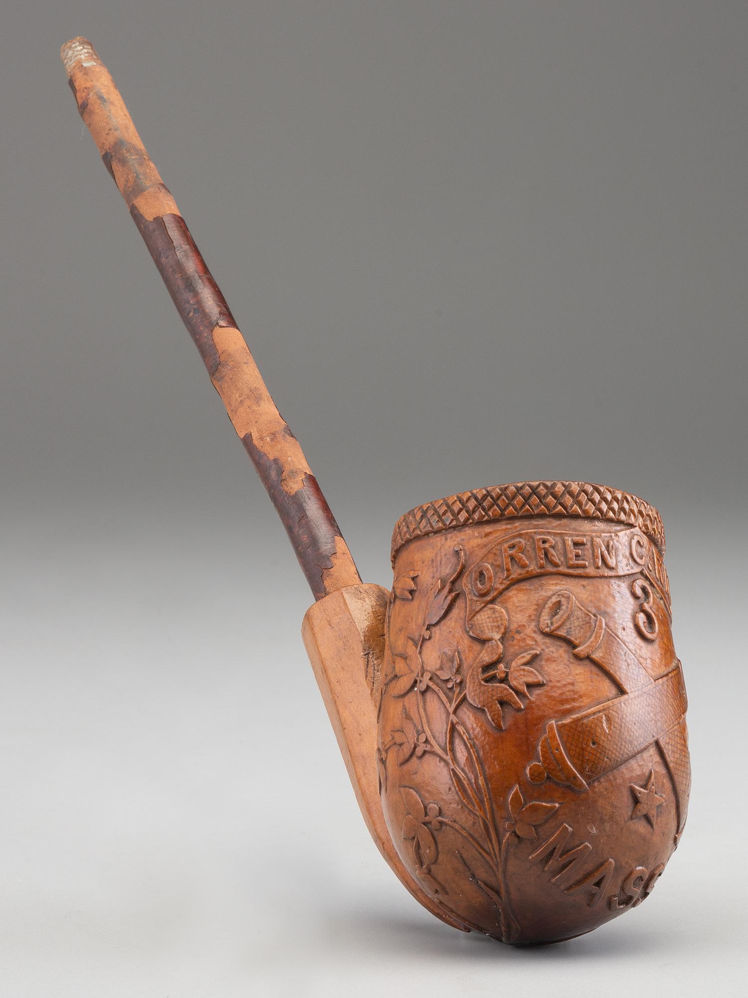 [CIVIL WAR]. Folk art carved pipe identified to Orren Clark Richards, 3rd Massachusetts Light Artillery.
