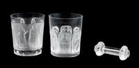 Two Lalique Molded and Frosted Tumblers Height of first 4 inches.