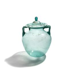 A Roman Glass Cinerary Urn and Lid