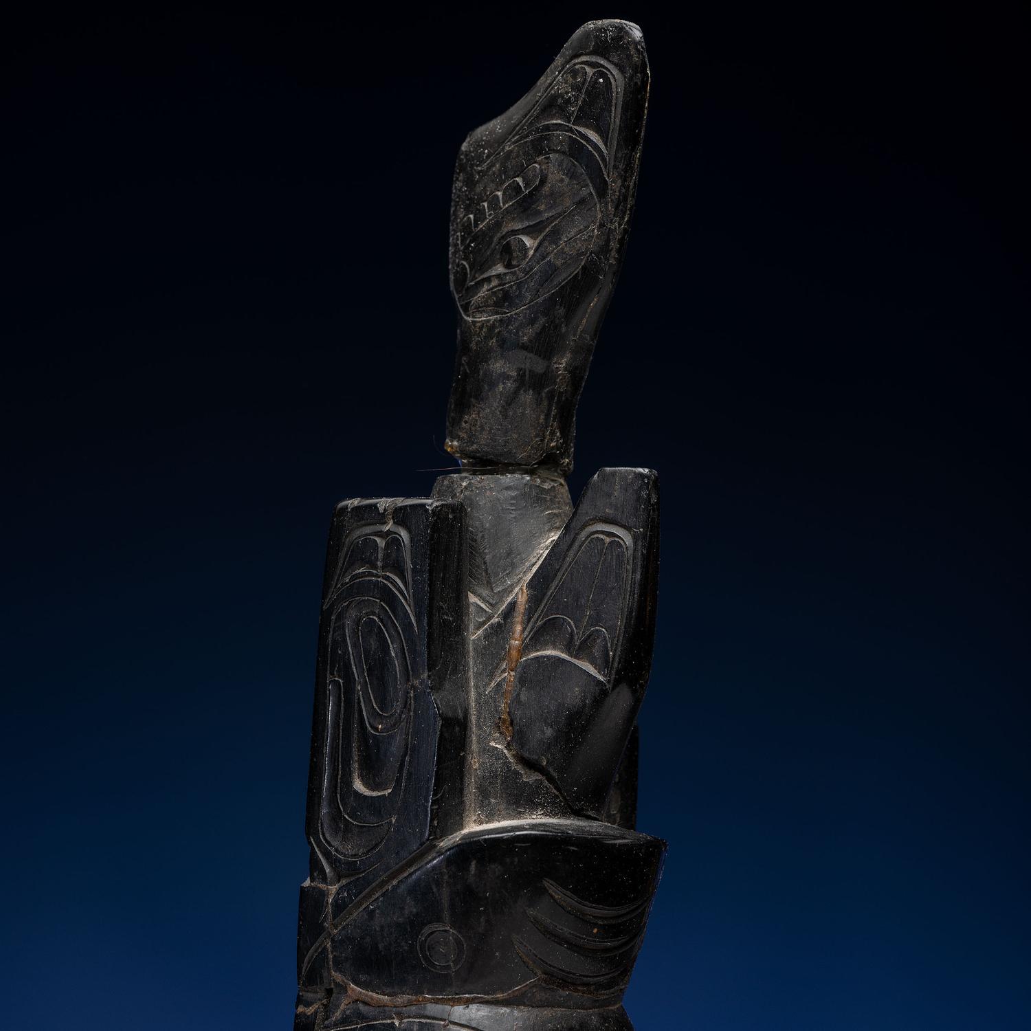 Haida Carved Argillite Model Totem Pole
