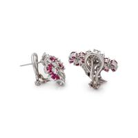 DIAMOND AND RUBY FLOWER EARCLIPS