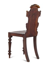 A Pair of Regency Style Oak Hall Chairs