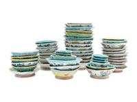 A Collection of 55 Chinese Famille Rose Octagonal Serving Dishes