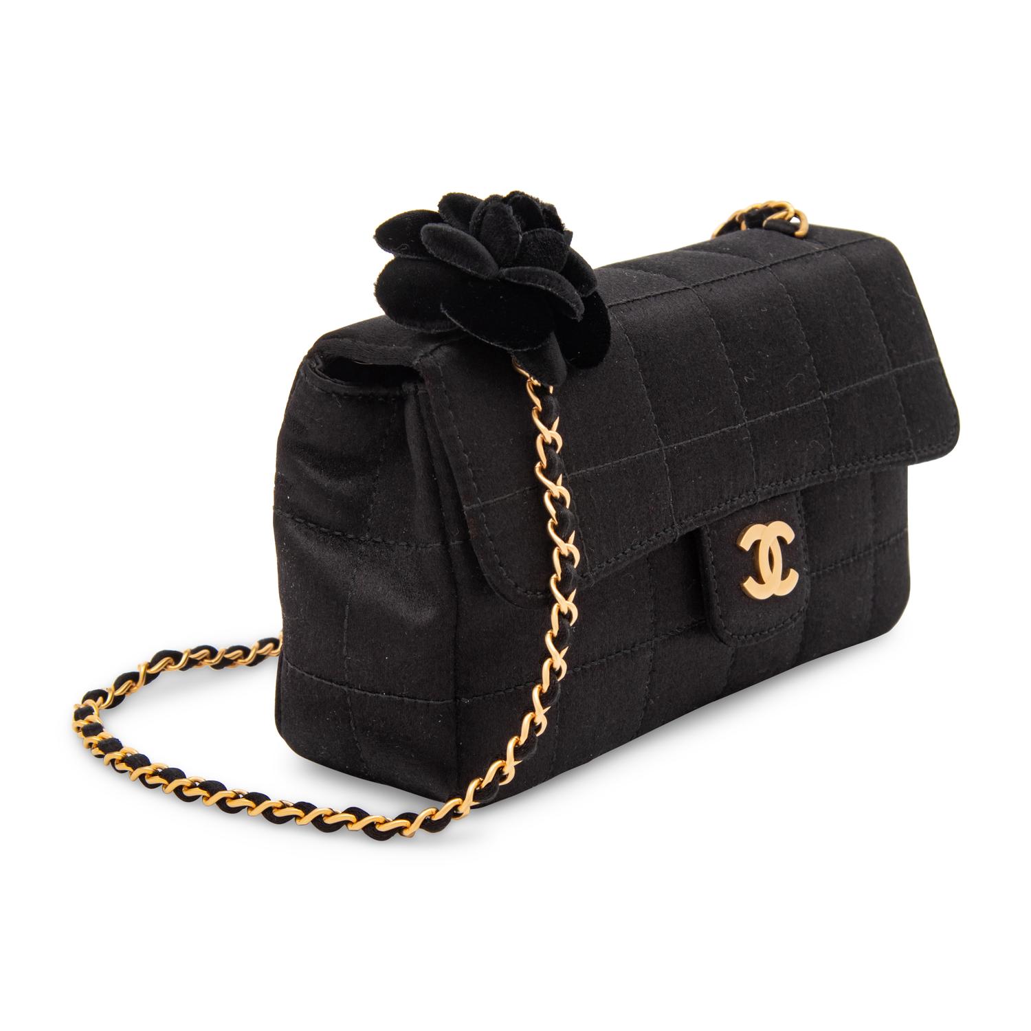 Chanel, Mini Satin Flap Bag with Camellia