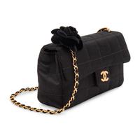 Chanel, Mini Satin Flap Bag with Camellia