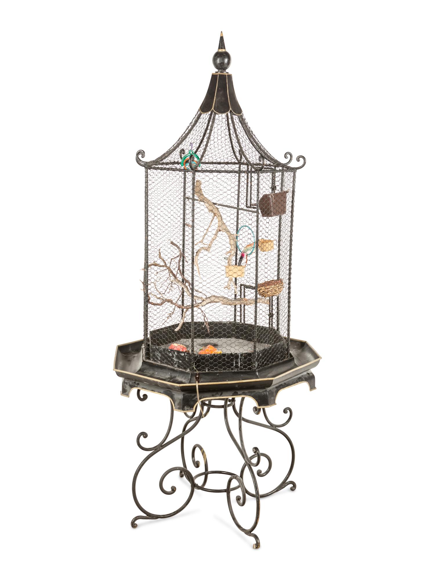 A Chinese Style Bird Cage and Stand