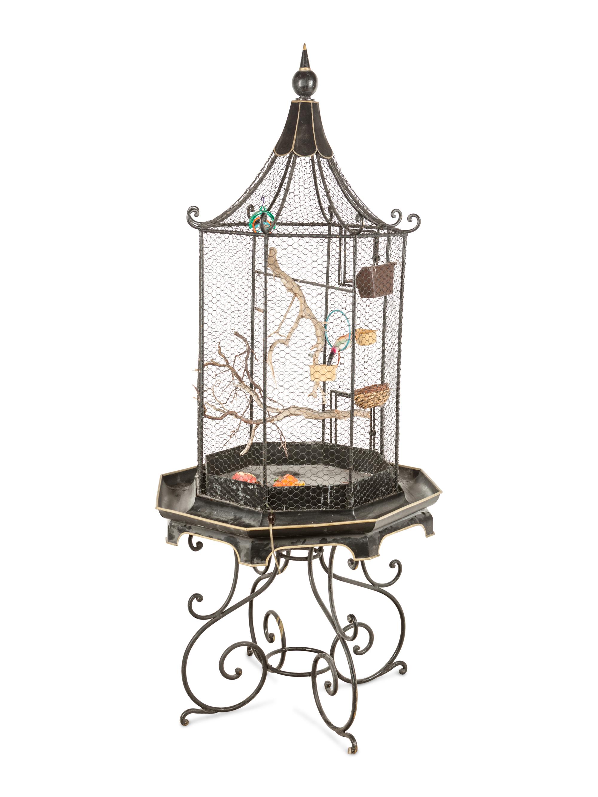 A Chinese Style Bird Cage and Stand