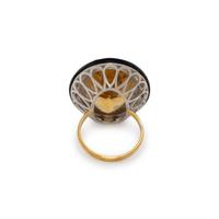 CITRINE, BLACK ONYX, AND DIAMOND RING