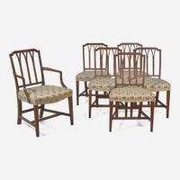 A set of six Federal style carved mahogany dining chairs late 19th / 20th century
