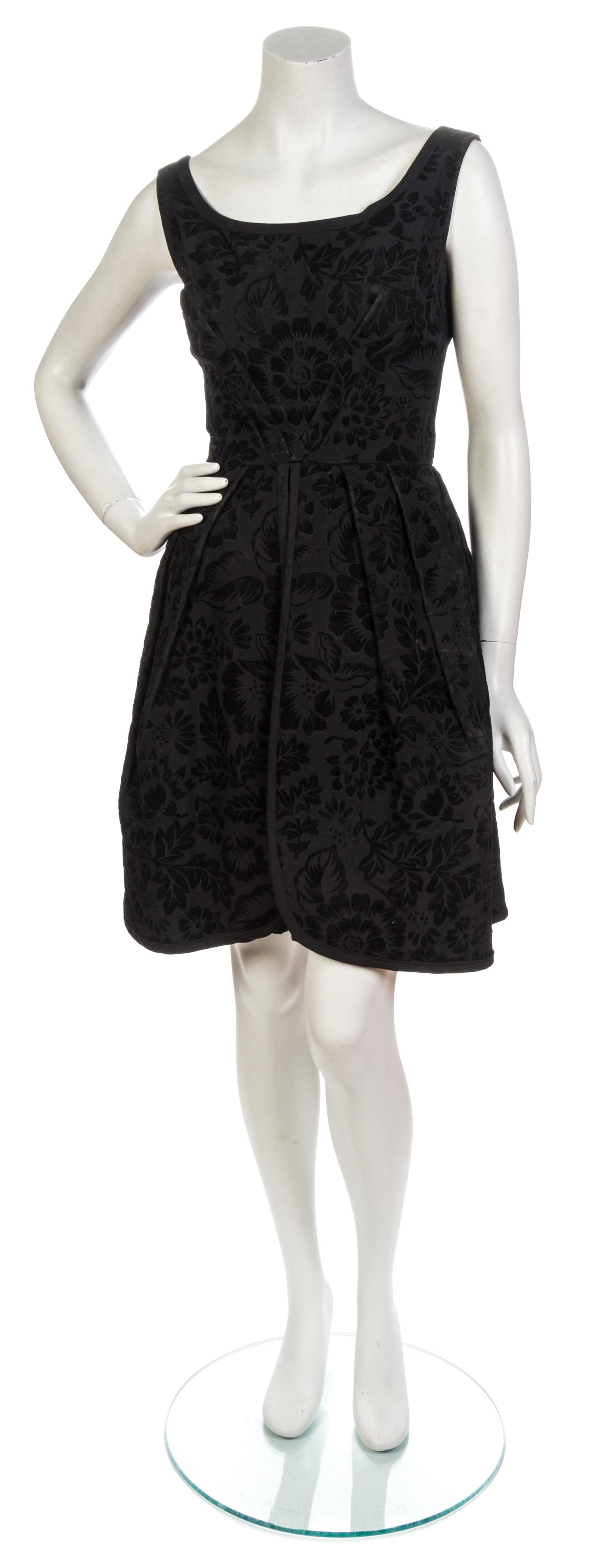A Louis Feraud Black Velvet Pattern Cocktail Dress,